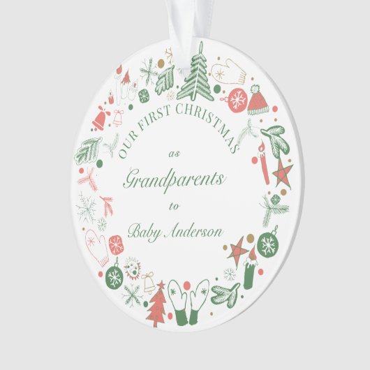 1e Kerstmis als grootouders Ornament (voorkant)