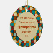 1e Kerstmis als grootouders Puzzel Foto Keramisch Ornament (Rechts)
