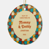 1e Kerstmis als Mam & Pap  Puzzel Foto Keramisch Ornament (Links)