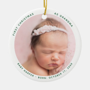 1e Kerstmis als Oma Baby Foto Vakantie Familie Keramisch Ornament