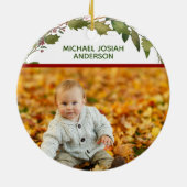 1e Kerstmis als tante 2 Foto Holly Wreath Elegant Keramisch Ornament (Achterkant)