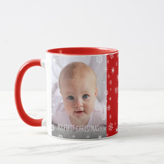 1e Kerstmis Baby Custom Foto Nieuwe Moeder Pap Roo Mok (Links)