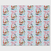 1e Kerstmis Baby's personaliseren Naam Kerstman Cadeaupapier (Vlak)