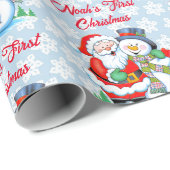 1e Kerstmis Baby's personaliseren Naam Kerstman Cadeaupapier (Rol Hoek)