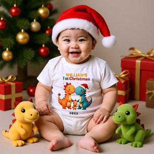 1e kerstmis, eigen tekst, vrolijk Hatchmas Trio Romper