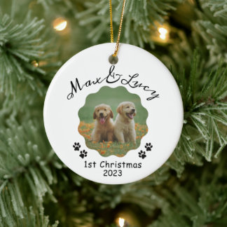 1e Kerstmis, Gepersonaliseerde Huisdier Kerstversi Keramisch Ornament