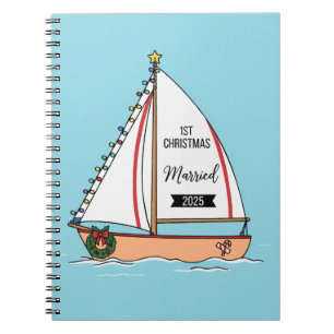 1e Kerstmis Getrouwd 2025 Schattig Maritiem Notitieboek