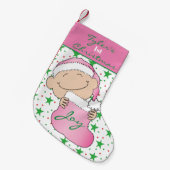 1e Kerstmis Kous/Roze Kleine Kerstsok (Voorkant (Hangend))