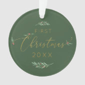 1e Kerstmis Mr. + Mrs Gold Monogram Typografie Ornament (voorkant)
