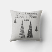 1e Kerstmis Nieuwgetrouwden Festieve Kerstbomen Kussen (Achterkant)