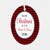 1e Kerstmis Nonna Nonno Foto Metalen Ornament (Voorkant links)