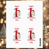 1e Kerstmis Schattige Herten Santa Hoed Baby Boy Ovale Sticker