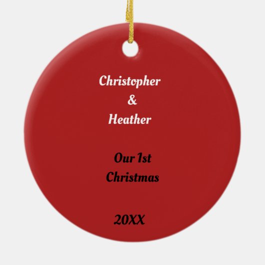 1e kerstrode rozenbloem keramisch ornament (Achterkant)