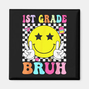 1e klas bruh retro glimlach gezicht terug naar sch magneet