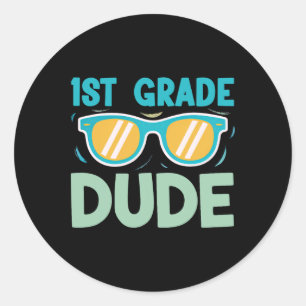 1e klas dude jongens kids terug naar school team e ronde sticker