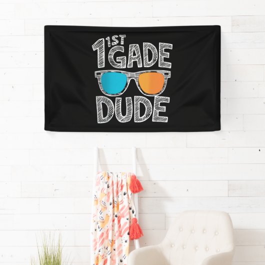 1e klas dude terug naar school eerste klas student spandoek (Insitu)