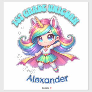 1e klas eenhoorn leuke quote anime meisje blauwgro sticker