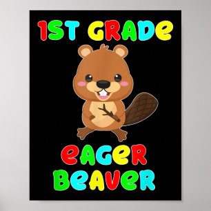 1e klas ijverige bever kinderen terug naar school poster