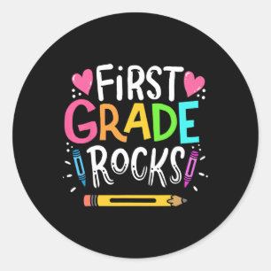1e klas leraar cadeau 1e klas rots ronde sticker