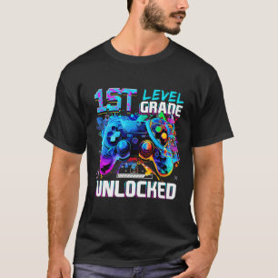 1e klas niveau ontgrendeld gamer boys Kinder eerst T-shirt