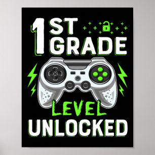 1e klas niveau ontgrendeld videogame Byck naar sch Poster