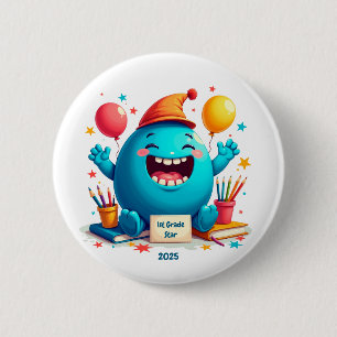 1e klas sterrenviering - Schattige Cartoon ontwerp Ronde Button 5,7 Cm