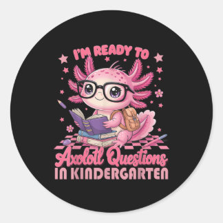 1e kleuterdag Axolotl terug naar school meisje Ronde Sticker