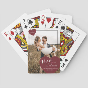 1e Koppel Kerst Merry Getrouwd Modern Elegant Pokerkaarten