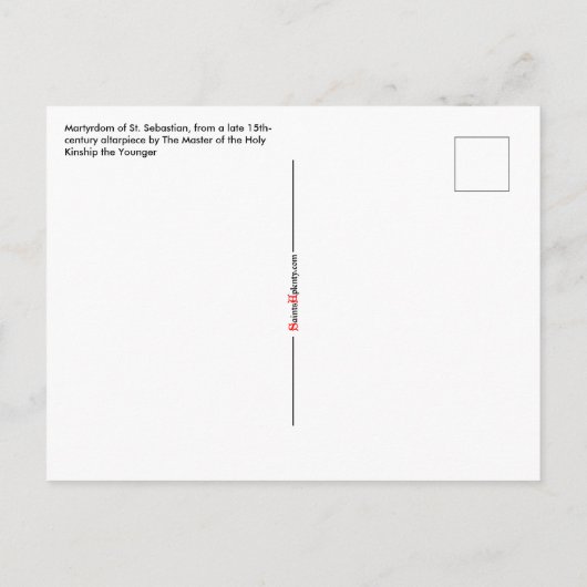 1e Martyrdom St. Sebastian (M 013) Briefkaart (Achterkant)