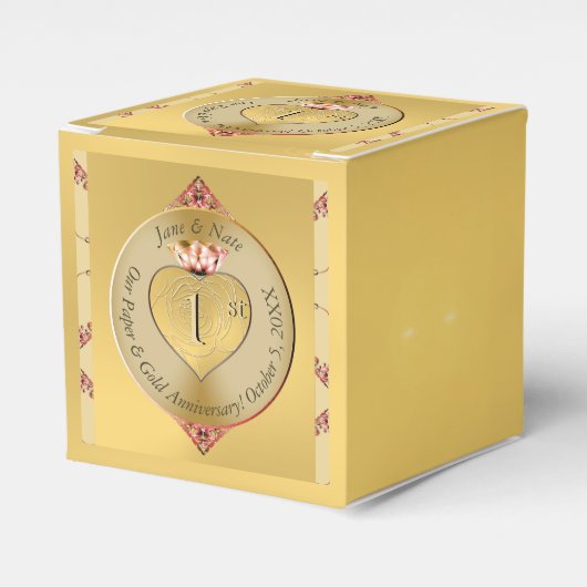 1e of 50e bruiloft Jubileum Golden Bedankdoosjes (Voorkant Zijde)