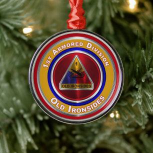 1e pantserdivisie kerstmis metalen ornament