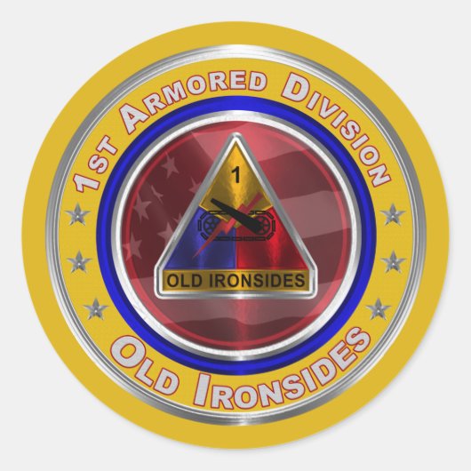 1e pantserdivisie "Oude ijronden" Ronde Sticker (Voorkant)