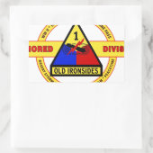 1E PANTSERDIVISIE "OUDE IRONSIDES" RECHTHOEKIGE STICKER (Tas)