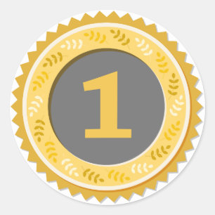 1e plaats gouden medaille donker ronde sticker