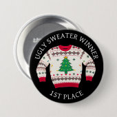 1e plaats Ugly Sweater Winnaar | Grappige kerst Ronde Button 7,6 Cm (Voorkant /achterkant)
