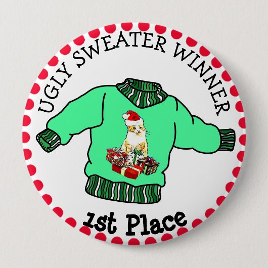 1e plaats Ugly Sweater Winner Christmas Contest Ronde Button 4,0 Cm (Voorkant)