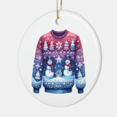 1e plaats Winnaar Ugly Sweater Blauw Rood Paarse Keramisch Ornament (Links)