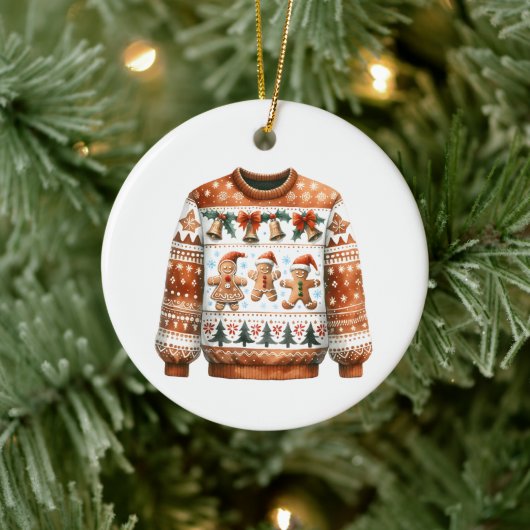 1e plaats Winnaar Ugly Sweater Contest Gingerbread Keramisch Ornament (Boom)