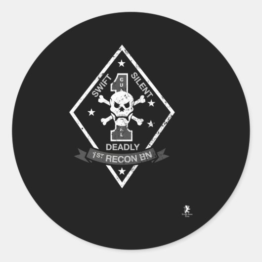 1e Recon Bataljon Ronde Sticker (Voorkant)