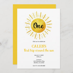 1e reis rond de zon 1 verjaardagsfeest kaart