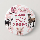 1e Rodeo Roze Verjaardag Button (Voorkant)