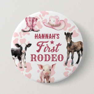 1e Rodeo Roze Verjaardag Button