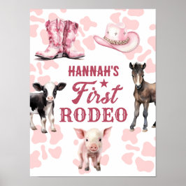 1e Rodeo Roze Verjaardag Poster
