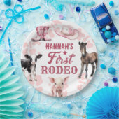 1e Rodeo Roze Verjaardagspapier Bord (Feest)
