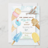 1e Schep Ijsje Thema Verjaardagsuitnodiging Kaart (Voorkant)