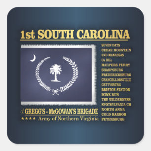1e South Carolina Infanterie (BA2) Vierkante Sticker