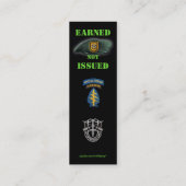 1e speciale groep groene berets bookmarker mini visitekaartje (Achterkant)