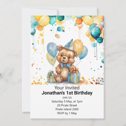 1e teddybeer picknick kaart (Voorkant)