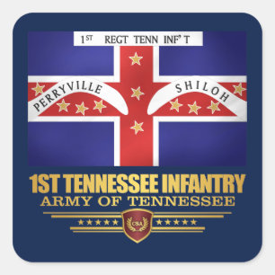 1e Tennessee Infantry Vierkante Sticker