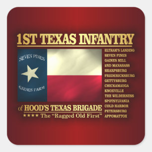 1e Texas Infantry (BA2) Vierkante Sticker